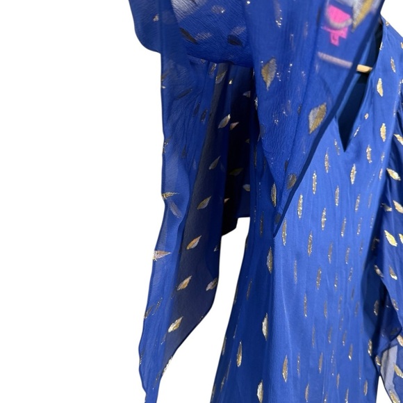 Lilly Pulitzer Shalynn Silk Caftan 
Navy Gold semi-sheer scarf sleeves Size 2 - Picture 7 of 14